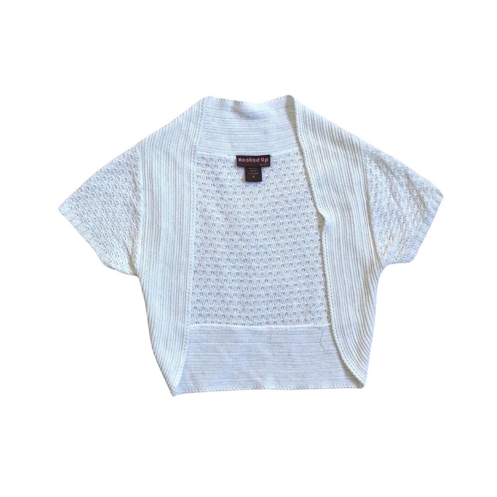 Hooked Up white cropped short sleeve cardiga
